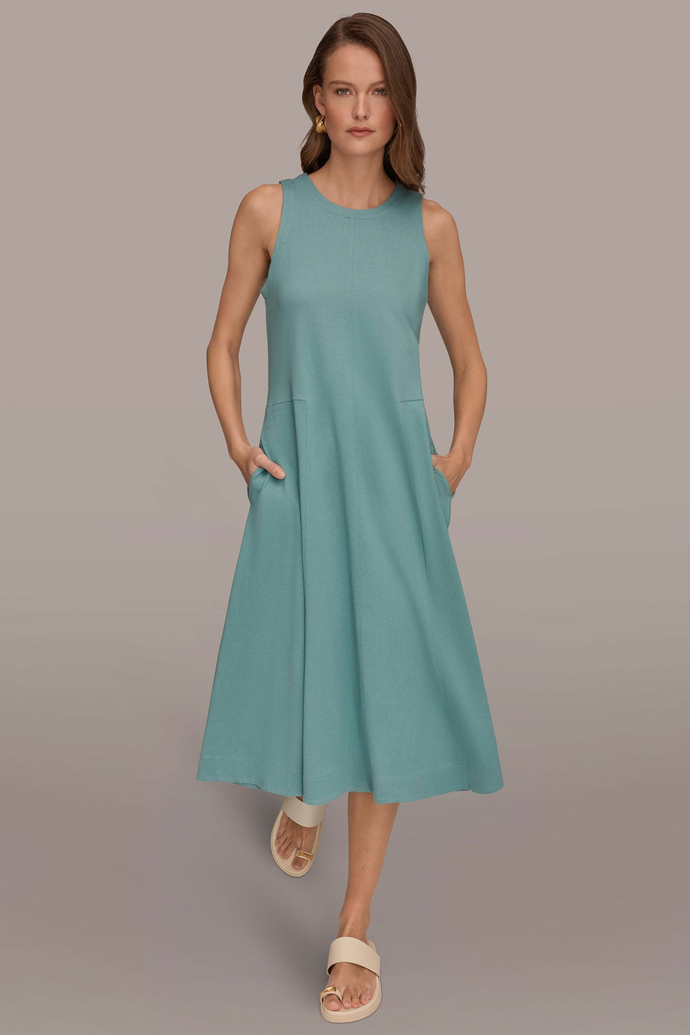 Donna Karan | SLEEVELESS MIDI TRAPEZE DRESS