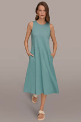 Donna Karan | SLEEVELESS MIDI TRAPEZE DRESS