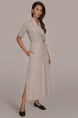 Donna Karan | THE MODERN TRAVEL ELBOW-SLEEVE MIDI WRAP DRESS