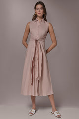 Donna Karan | LINEN-BLEND MIDI SHIRT DRESS