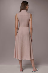 Donna Karan | LINEN-BLEND MIDI SHIRT DRESS