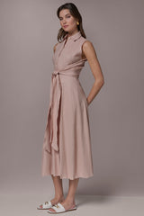Donna Karan | LINEN-BLEND MIDI SHIRT DRESS
