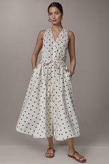 Donna Karan | SLEEVELESS MIDI HALTER DRESS