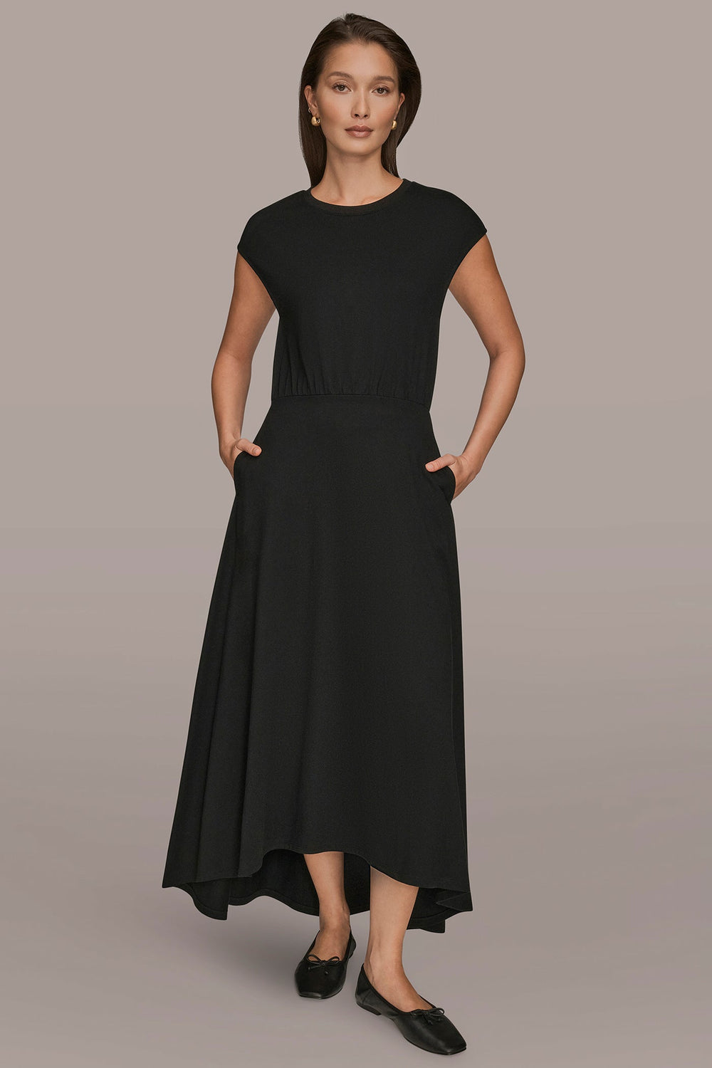 Donna Karan | CAP SLEEVE CREW NECK DRESS