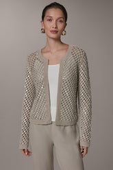 Donna Karan | LONG SLEEVE PEARL SEQUIN CARDIGAN