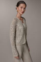 Donna Karan | LONG SLEEVE PEARL SEQUIN CARDIGAN