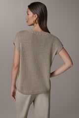 Donna Karan | SLEEVELESS FLORAL SWEATER