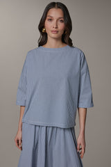 Donna Karan | 3/4 SLEEVE STRIPE BLOUSE