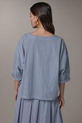 Donna Karan | 3/4 SLEEVE STRIPE BLOUSE