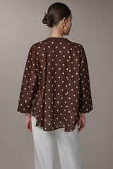 Donna Karan | BRACELET SLEEVE POLKA DOT BLOUSE
