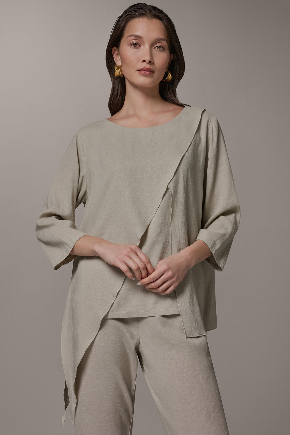 Donna Karan | 3/4 SLEEVE OVERLAY BLOUSE