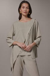 Donna Karan | 3/4 SLEEVE OVERLAY BLOUSE