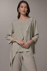 Donna Karan | 3/4 SLEEVE OVERLAY BLOUSE
