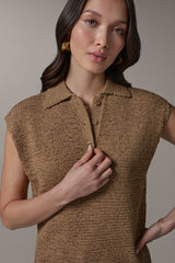 Donna Karan | SLEEVELESS POLO SWEATER