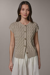 Donna Karan | SLEEVELESS CABLE KNIT VEST