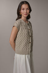 Donna Karan | SLEEVELESS CABLE KNIT VEST