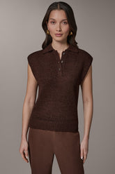 Donna Karan | SLEEVELESS POLO SWEATER