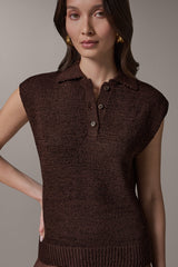 Donna Karan | SLEEVELESS POLO SWEATER