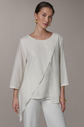Donna Karan | 3/4 SLEEVE OVERLAY BLOUSE