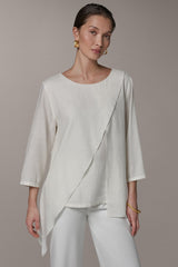Donna Karan | 3/4 SLEEVE OVERLAY BLOUSE