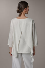 Donna Karan | 3/4 SLEEVE OVERLAY BLOUSE