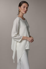 Donna Karan | 3/4 SLEEVE OVERLAY BLOUSE