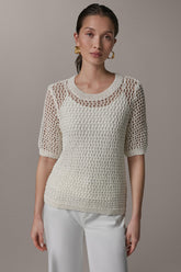 Donna Karan | SHORT SLEEVE OPEN STITCH SWEATER
