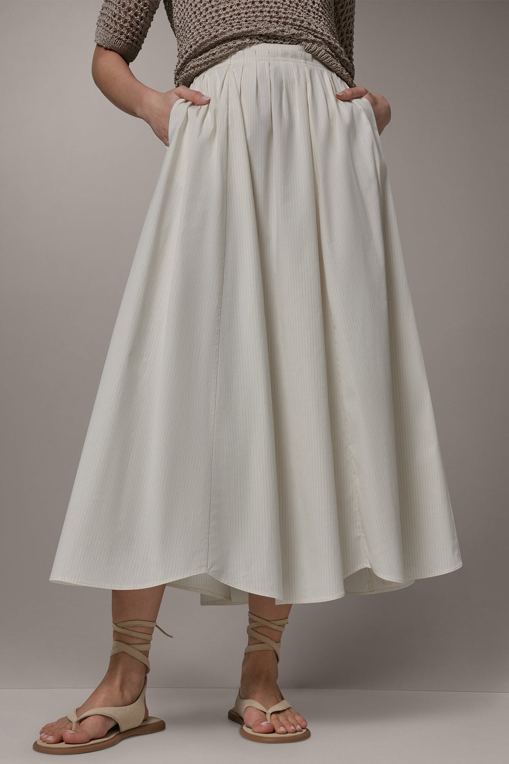Donna Karan | PINSTRIPE MIDI A-LINE SKIRT