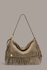 Donna Karan | VELVET LARGE FRINGE SHOULDER BAG