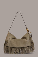 Donna Karan | VELVET LARGE FRINGE SHOULDER BAG