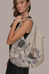 Donna Karan | BALDWIN FLORAL LASER-CUT LEATHER LARGE SHOULDER BAG