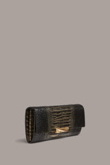 Donna Karan | AMAGANSETT METALLIC CROC-EFFECT FLAP WALLET