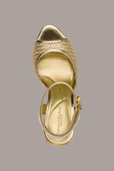 Donna Karan | SINCLAIR METALLIC RAFFIA ANKLE-STRAP SANDAL