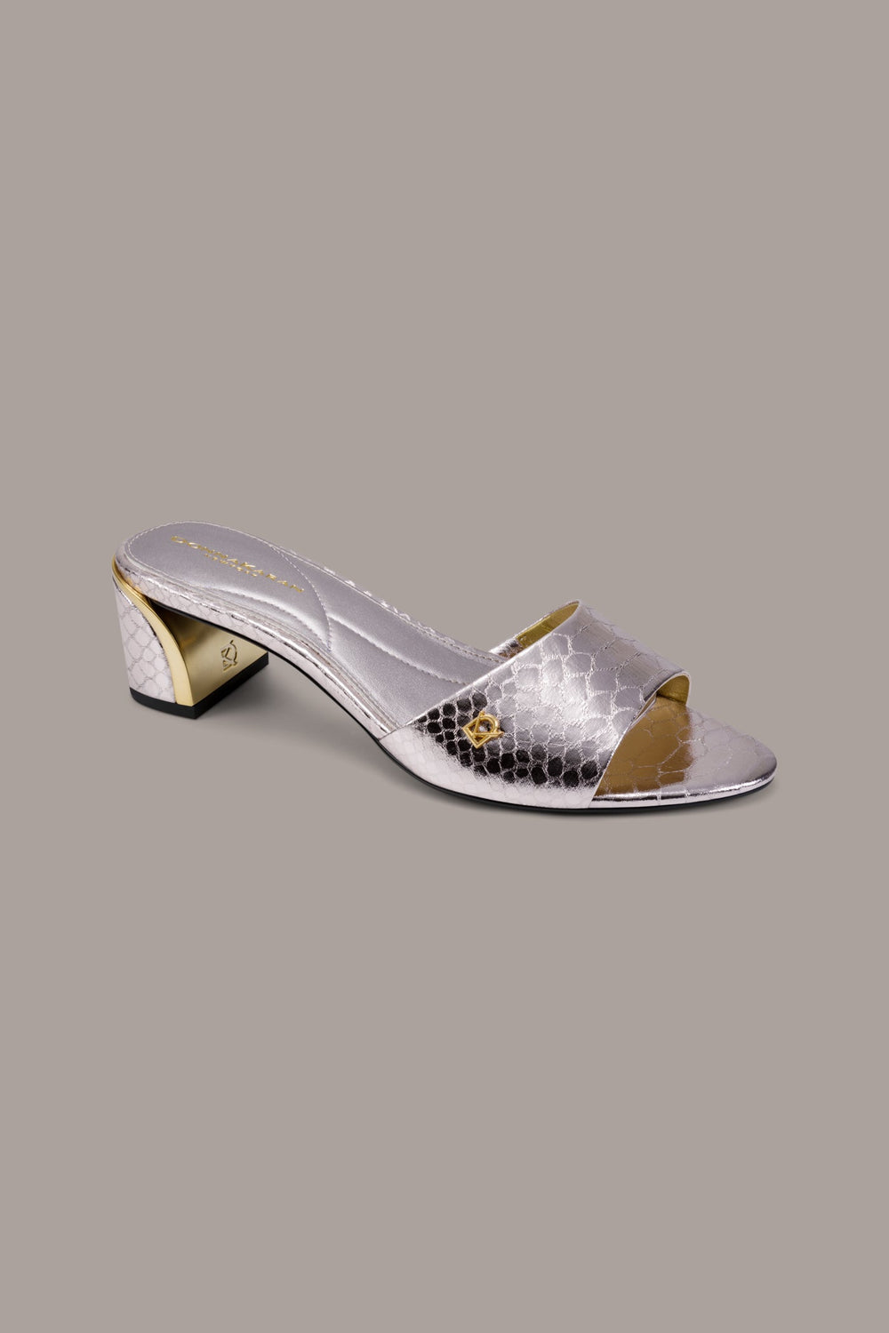 Donna Karan | SANGRIA METALLIC SNAKE-PRINT MULE SANDAL