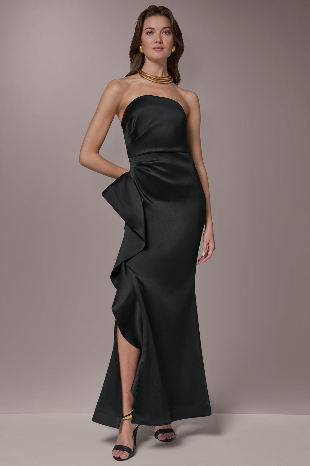 Donna Karan | TAFFETA STRAPLESS RUFFLE GOWN