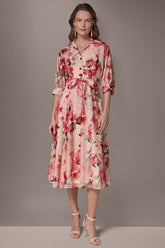 Donna Karan | ORGANZA FLORAL MIDI SHIRT DRESS