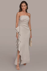 Donna Karan | TAFFETA STRAPLESS RUFFLE GOWN