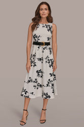 Donna Karan | SLEEVELESS FLORAL A-LINE DRESS
