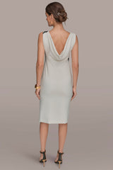 Donna Karan | FLORAL APPLIQUÉ SLEEVELESS COWL-BACK SHEATH DRESS