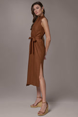 Donna Karan | SLEEVELESS SCARF MIDI A-LINE DRESS