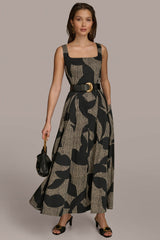 Donna Karan | COTTON SLEEVELESS FLORAL MIDI DRESS