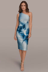 Donna Karan | FLORAL ONE-SHOULDER SHEATH DRESS