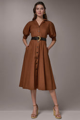 Donna Karan | LINEN-BLEND MIDI SHIRT DRESS