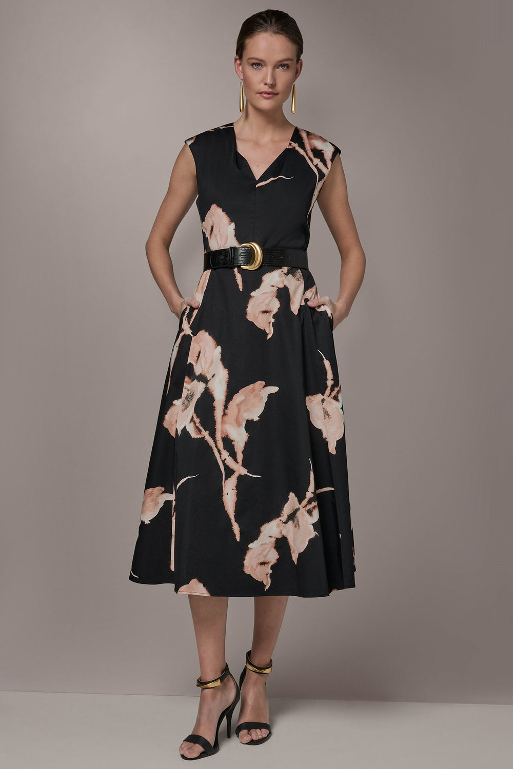 Donna Karan | COTTON-SATEEN FLORAL MIDI DRESS
