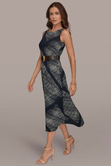 Donna Karan | SLEEVELESS PRINTED A-LINE DRESS