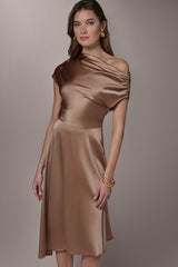 Donna Karan | SILK-CHARMEUSE MIDI A-LINE DRESS