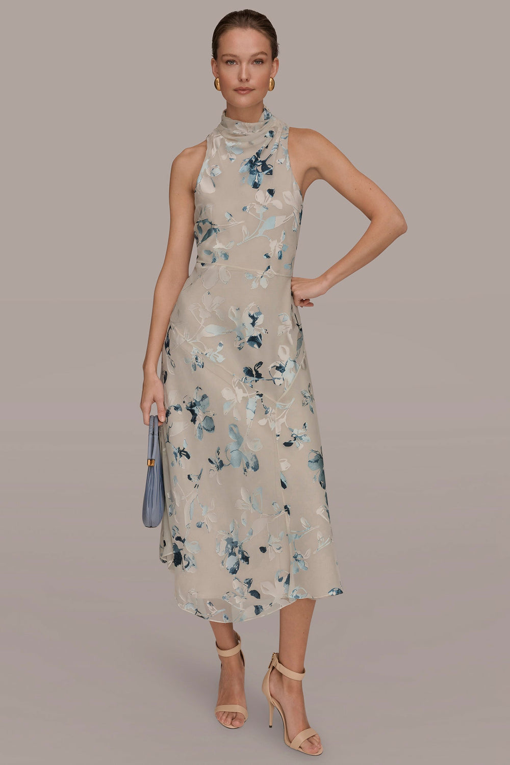 Donna Karan | FLORAL BURNOUT MIDI A-LINE DRESS