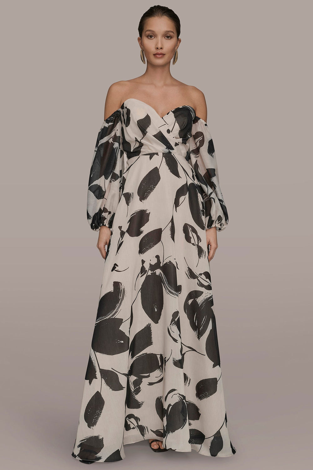 Donna Karan | ORGANZA OFF-THE-SHOULDER FLORAL GOWN