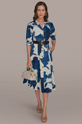 Donna Karan | COTTON-SATEEN FLORAL MIDI SHIRT DRESS