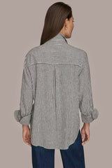 Donna Karan | LINEN-BLEND STRIPED SHIRT